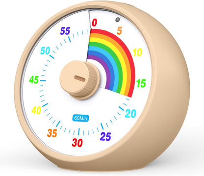 Visual Timer for Kids, 60-Minute Countdown for Classroom Office Kitchen, Desk Timer Kids Time Management Tools with Silent Operation, Pomodoro Timer Rainbow Pattern Purple