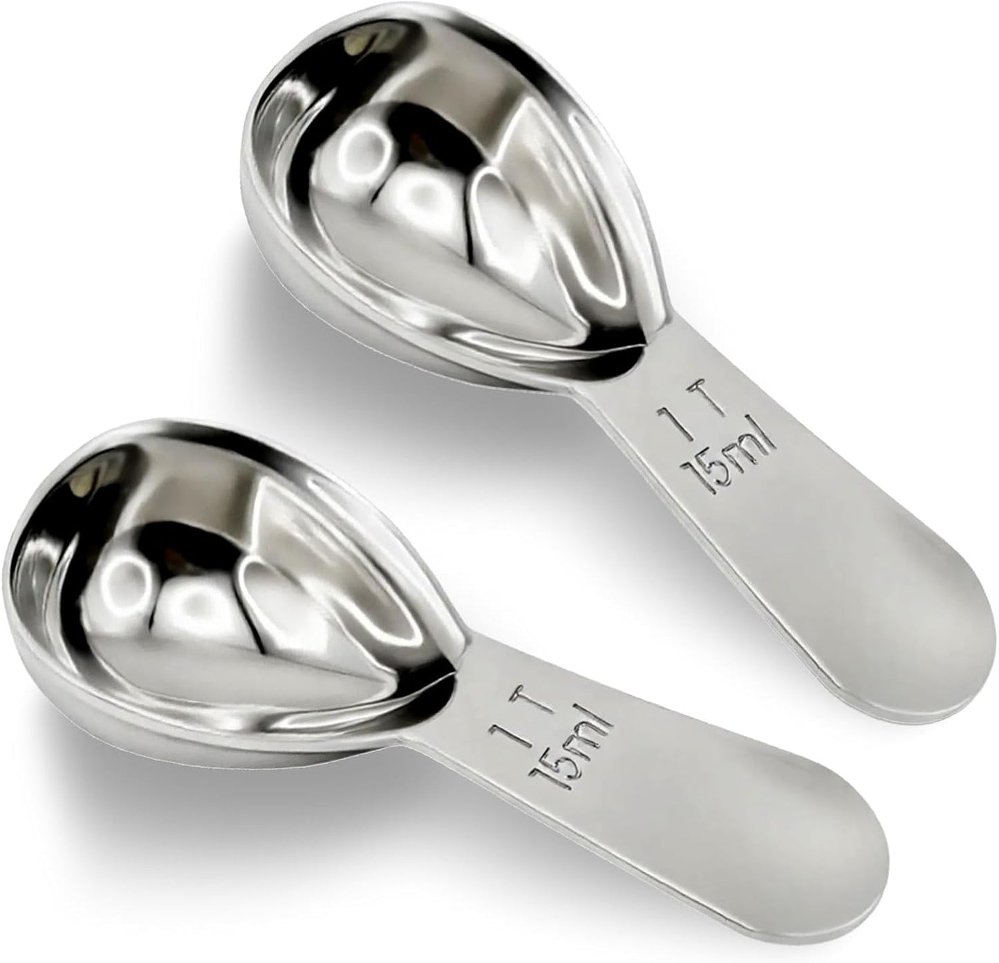 2Pcs 30ml Coffee Scoop 2 Tablespoon, 304 Stainless Steel Measuring Coffee Scoop, Short Handled Measure Scooper for Ground Coffee, Tea, Sugar, Flour, Bean in Canister