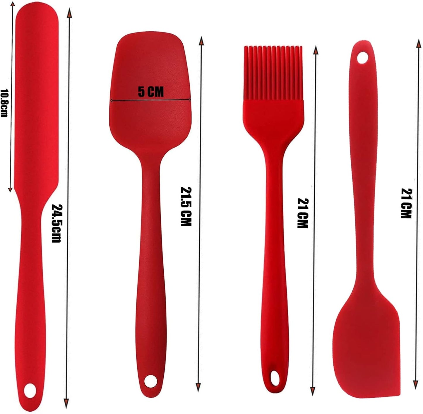 Silicone Spatula Set, Nonstick Cookware Heat Resistant Scrapers Kitchen Utensils for Baking, Cooking, Cake Frosting Spatula, Rubber Spatulas Spoon, Smart Kitchen Baking Tools 4 Pack (Red)