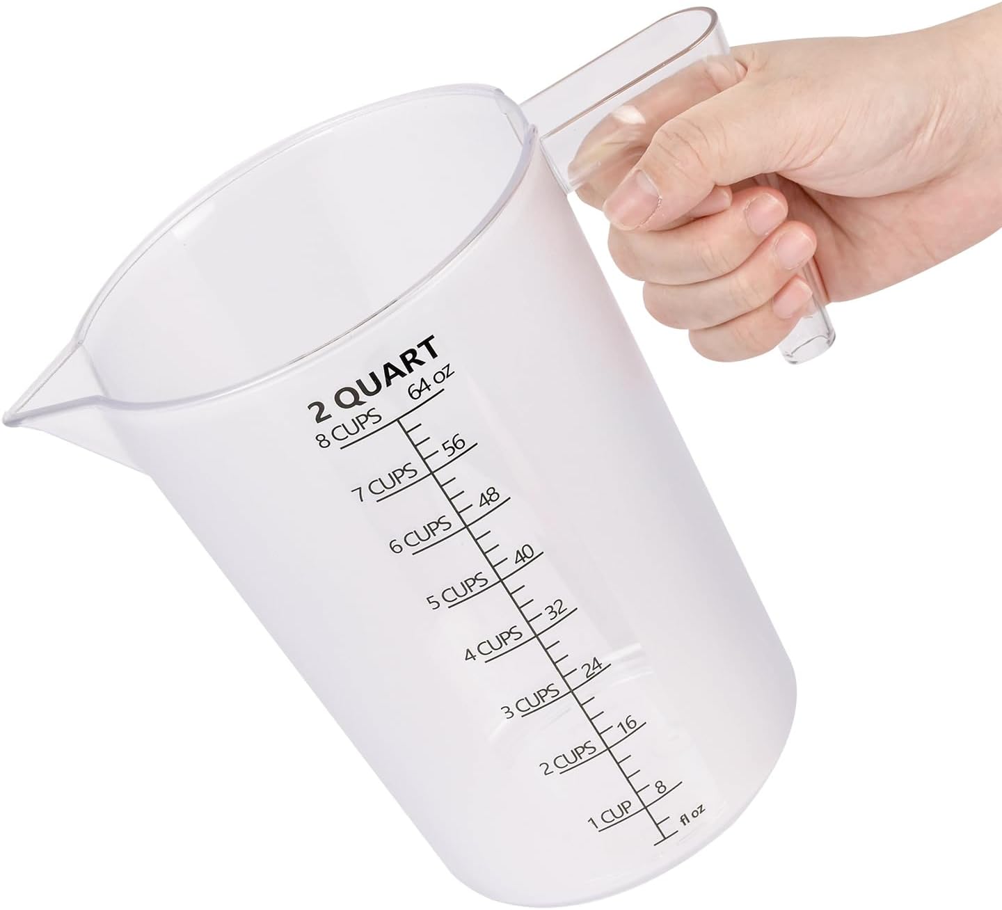Food-Grade Plastic Measuring Pitcher – 32 Ounce & 4 Cups Measuring Cups with Handle for Liquid, Motor Oil, Pool & Lawn Chemicals, Dilution, Soap Mixing, Brewing, Commercial & Kitchen Use(1000ml)