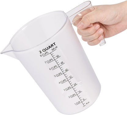 Food-Grade Plastic Measuring Pitcher – 32 Ounce & 4 Cups Measuring Cups with Handle for Liquid, Motor Oil, Pool & Lawn Chemicals, Dilution, Soap Mixing, Brewing, Commercial & Kitchen Use(1000ml)