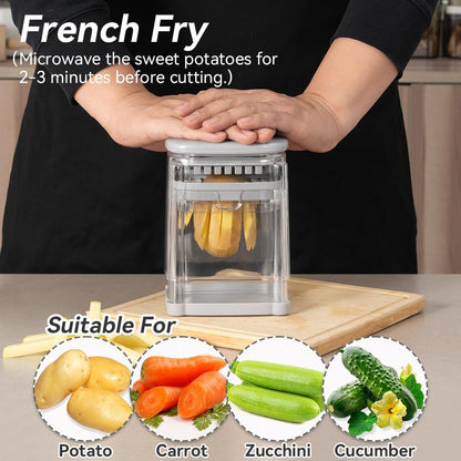 Badelite French Fry Cutter 3 in 1 Potato Onion Chopper Multifunction Egg Apple Slicer Kitchen Vegetable Cutter Dicer for Cucumber, Tomato, Zucchini, Carrot, Citrus Stainless Steel Blade