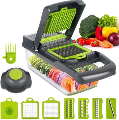 9 Blade All-in-1 Vegetable Chopper With Container, Mandoline Slicer Handheld For Kitchen, Dicing Blades, Coarse Cheese Grater, Grater, Wavy Slicer, Egg Separator, Hand Protector Perfect For Wowen.