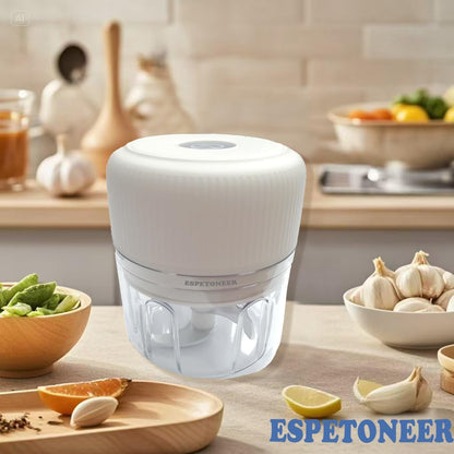 Electric Garlic Chopper , Cordless USB Chargeable Mini Food Processors 250ML (White)