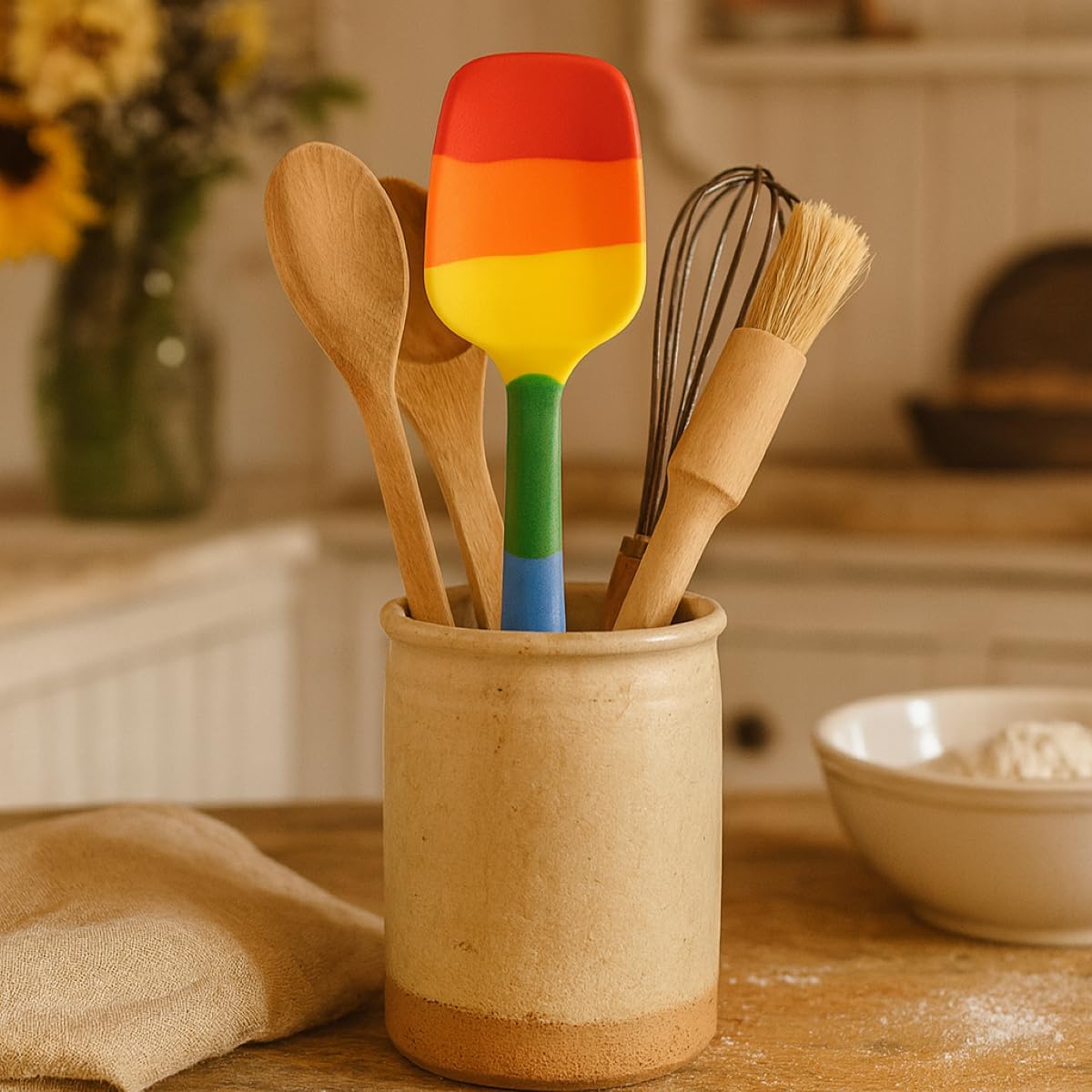 Cooking With Pride Non-Stick Pastry Brush, Heat-Safe Silicone With Iron Core, 8.5-Inch