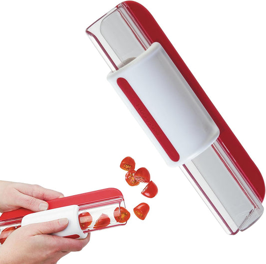 Multi-Function Grape Cutter Tomato Slicer,Small Fruit Vegetable Cutter Kitchen Accessories Quick and Easy Slicing for Vegetable Fruit Salad Cake Decoration(COLOR:Red)