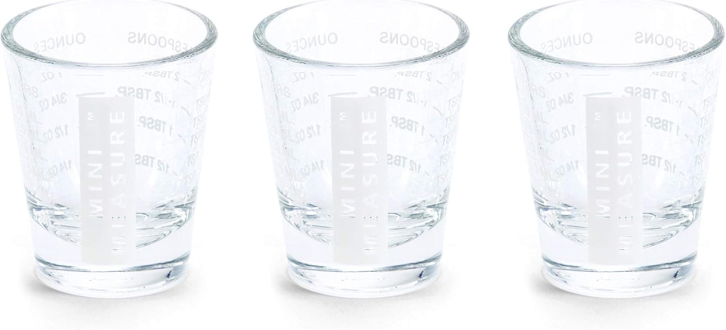 Kolder Mini Measure Heavy Glass, 20-Incremental Measurements Multi-Purpose Liquid and Dry Measuring Shot Glass, White