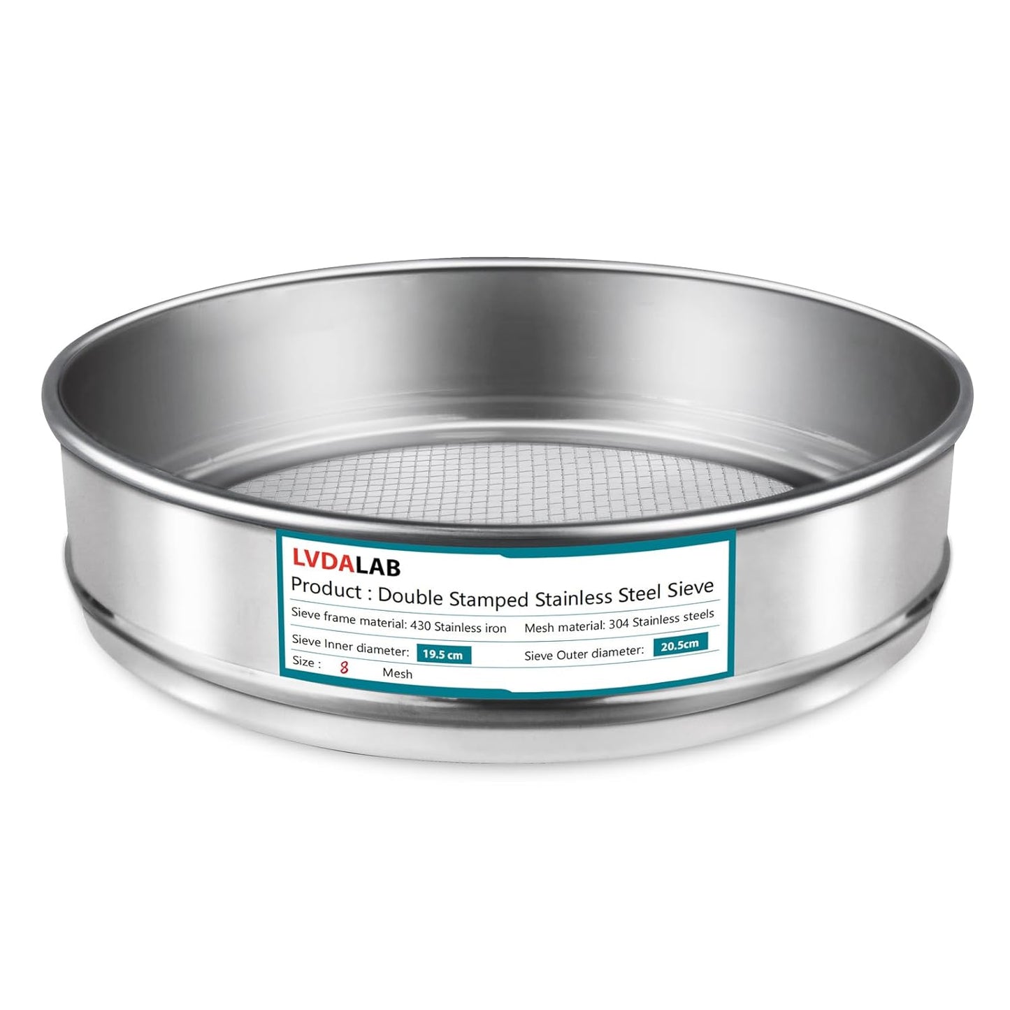 304 Stainless Steel Mesh Lab Sieve, 10 Mesh (2mm) Aperture Test Sieve, 7.9Inch(20cm) Diameter Economy Standard Analysis Sample Test Sieves for Industrial Laboratory Homes - Colors B