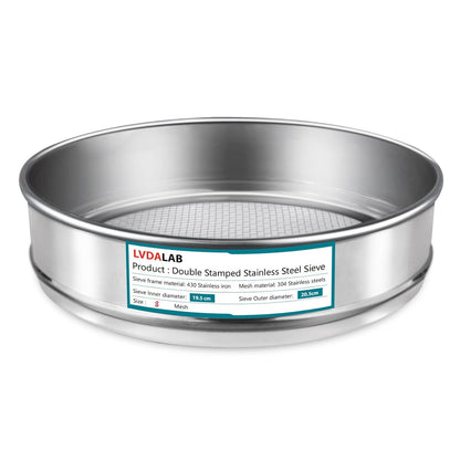 304 Stainless Steel Mesh Lab Sieve, 10 Mesh (2mm) Aperture Test Sieve, 7.9Inch(20cm) Diameter Economy Standard Analysis Sample Test Sieves for Industrial Laboratory Homes - Colors B