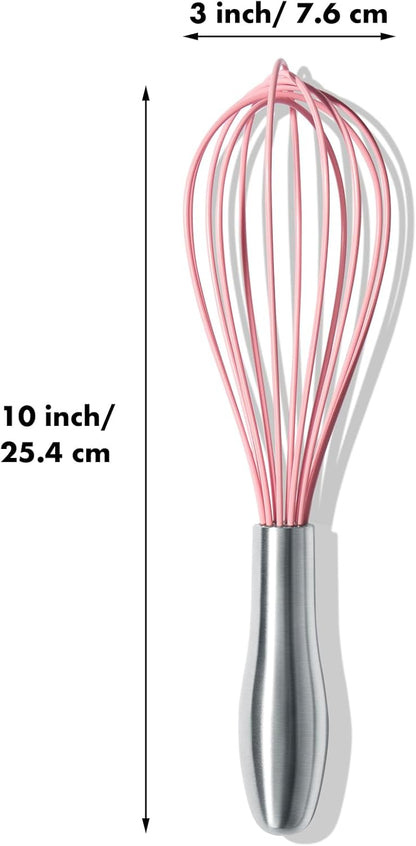 OYV 18/10 Stainless Steel Whisk, Ergonomic Handle, Dishwasher Safe Metal whisk, Professional Whisk for Kitchen Cooking, Perfect for Blending, Whisking, Baking, and Beating, 10-Inch Wire Wisk