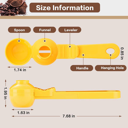 2-in-1 Coffee Scoop with Funnel, 2 Teaspoon Measuring Spoon for Reusable K Cups, Ground Coffee, Protein Powder & Tea, Mess-Free Plastic Design (Pink)