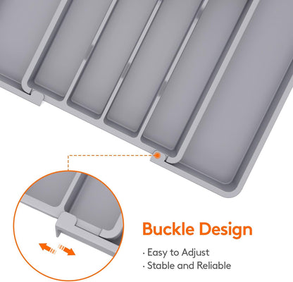 Lifewit Silverware Drawer Organizer, Expandable Utensil Tray for Kitchen, BPA Free Flatware and Cutlery Holder, Adjustable Plastic Storage for Spoons Forks Knives, 11-18 x 14", Black