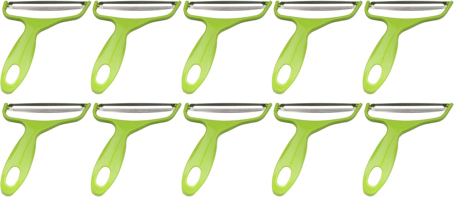Y Shape 3-in-1 Serrated, Straight, Julienne Swiveled Multi-Blade Peeler - Green - 1 Peeler