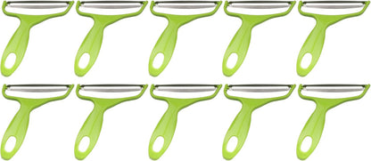 Y Shape 3-in-1 Serrated, Straight, Julienne Swiveled Multi-Blade Peeler - Green - 1 Peeler
