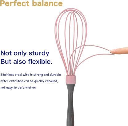 OYV Dishwasher Safe Whisk, Professional Whisks for Cooking Non-Scratch, Stainless Steel & Silicone Wisk, Plastic Rubber Whisk Tool for Nonstick Cookware Pans, Heat Resistant,12-Inch, Grey