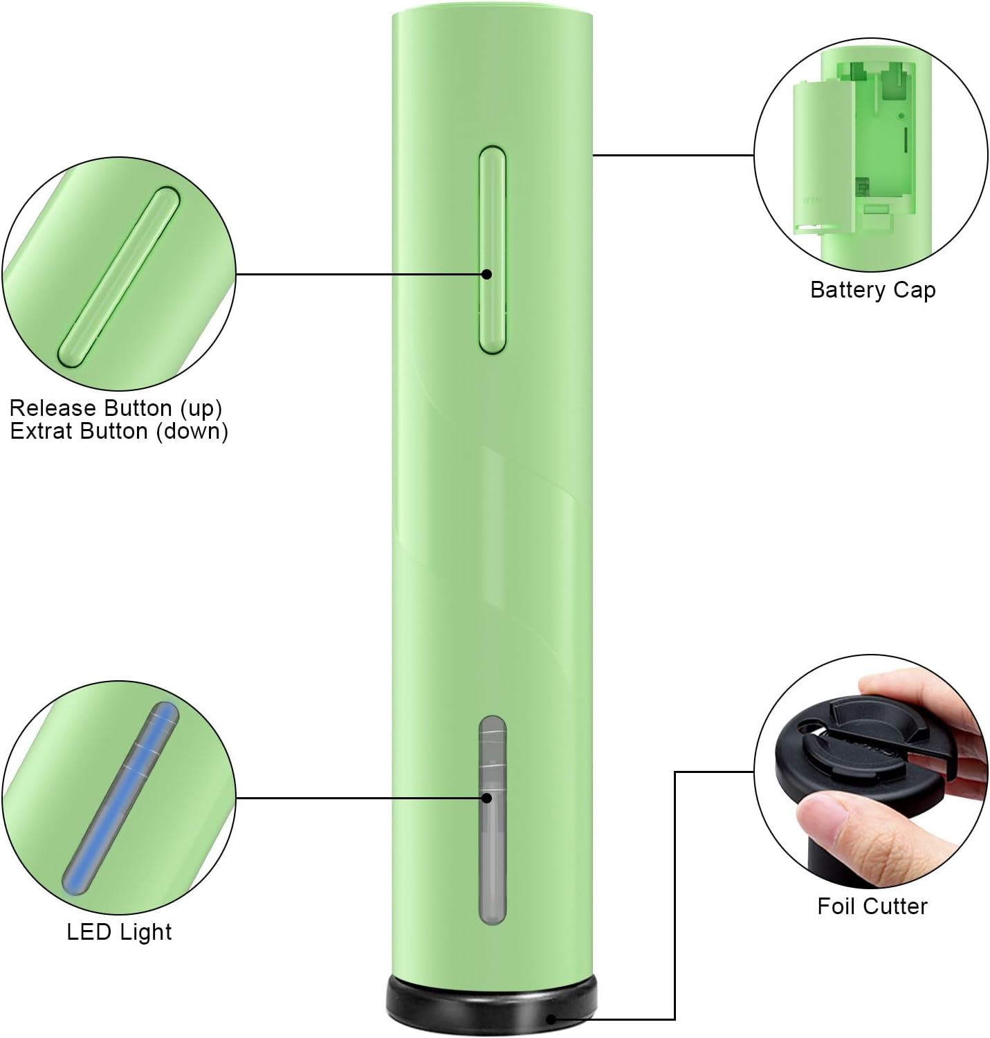COKUNST Electric Wine Opener, Battery Operated Wine Bottle Openers with Foil Cutter, One-click Button Corkscrew Remover for Home Kitchen Party Wedding