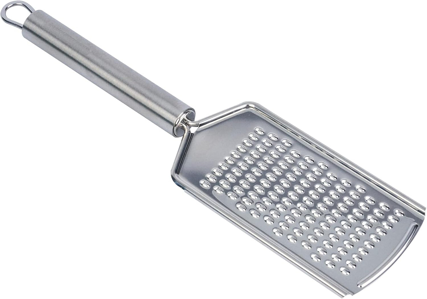 Restaurantware Stainless Steel Fine Cheese Grater - German Standard Lemon Zester with Ergonomic Handle, Sharp Blades, Dishwasher Safe - Handheld Kitchen Grater for Parmesan, Garlic, Ginger
