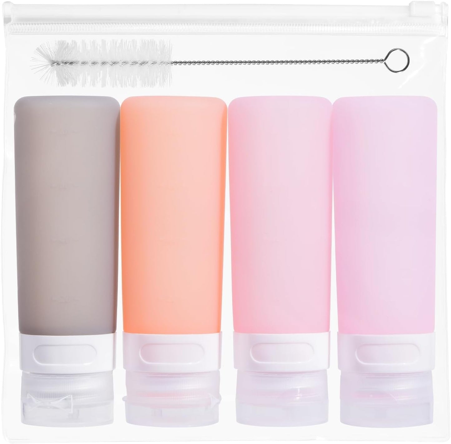 MICEBAY Condiment Squeeze Bottles for Sauces, 2-oz Mini Silicone Salad Dressing Container to Go with Reusable Sandwich Bag, Leakproof Ketchup Bottle for Bento Lunch Box, 4 Pack, Candies