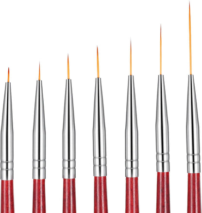 7 Pcs Rigger Artist Paint Brush, Highly Flexible Paint Brushes Extra Long Fine Point Tip Pinstriping Scroll Outlining Brush Fine Detail Paintbrushes for Watercolor Oil Gouache Pastry Cookie