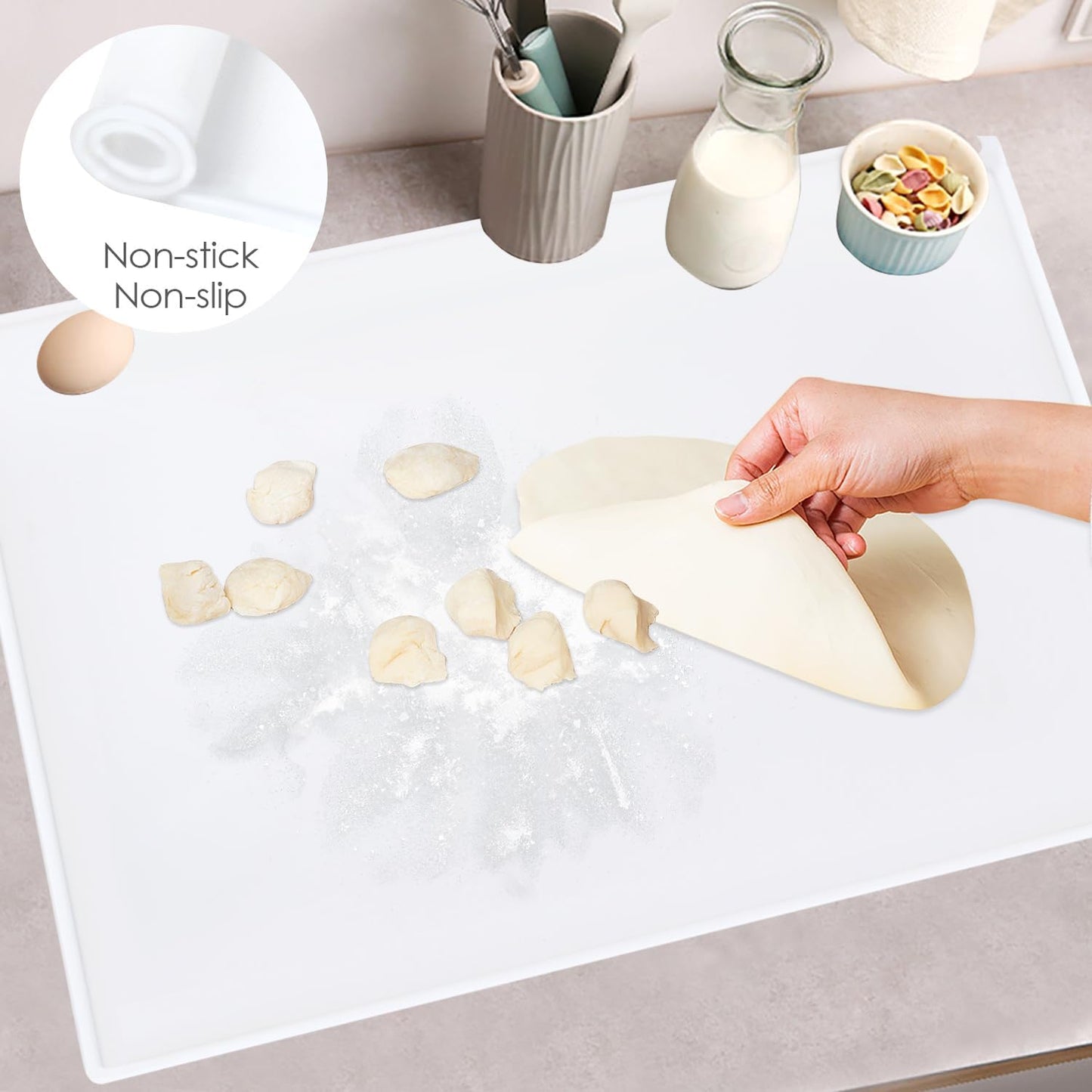 Standard Silicone Mat,Black Baking Mat-Food Grade Kids Dinner Table Placemat Non Slip Counter Mat with Raised Edges Heat Resistant Mat for Air Fryer Nonstick Pastry Dough Mat(1 Pack 23.6'' x 15.7'')