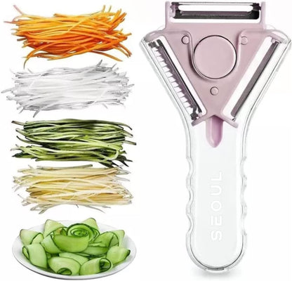 3 In 1 Multipurpose Stainless Steel Blade Vegetable and Fruit Peeler, Vegetable Julienne, Potato Peeler, Grater Slicer With 3 Rotary Detachable Sharp Blades (2 Pack)