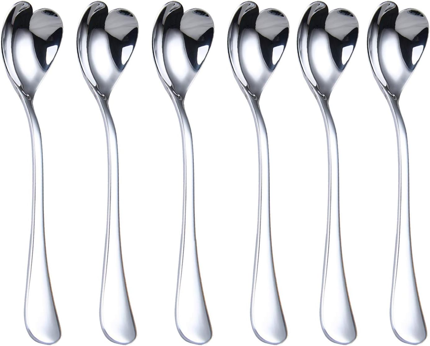 Mini Coffee Spoons, heart shaped, 4.9-inch18/10 Stainless Steel Spoon Set, set of 6