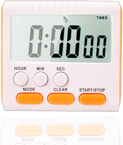24 Hour Digital Timer Magnetic Kitchen Timer with Clip Large Screen Alarm Clock Refrigerator Magnet for Small Cooking Hour Timers and Home Use Perfect for Fridge and Stove (Orange)