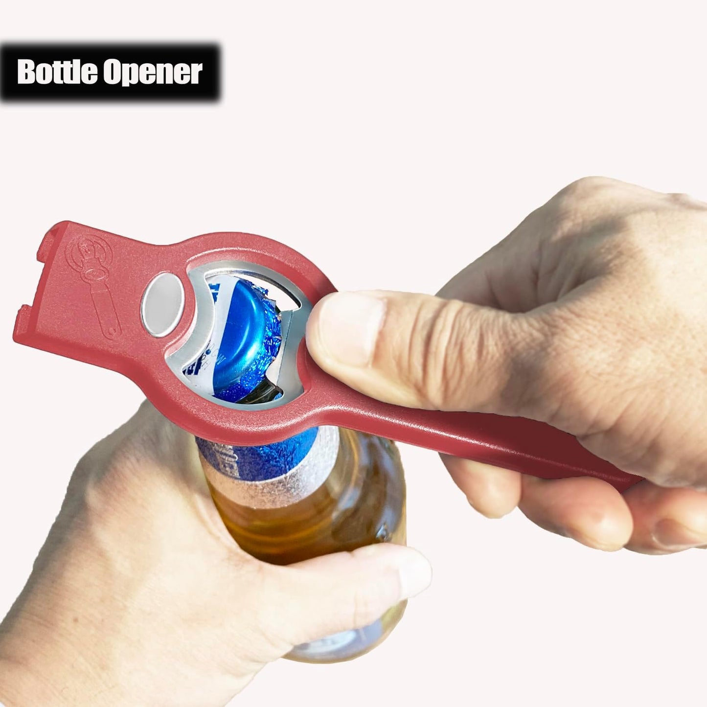 3-in-1 Magnetic Bottle and Can Opener for Refrigerator, Stainless Steel Manual Can Punch Opener for Liquid with Cap Catcher, Stick to Fridge for Easy Storage, Can Tapper Church Key with Magnet (Black)
