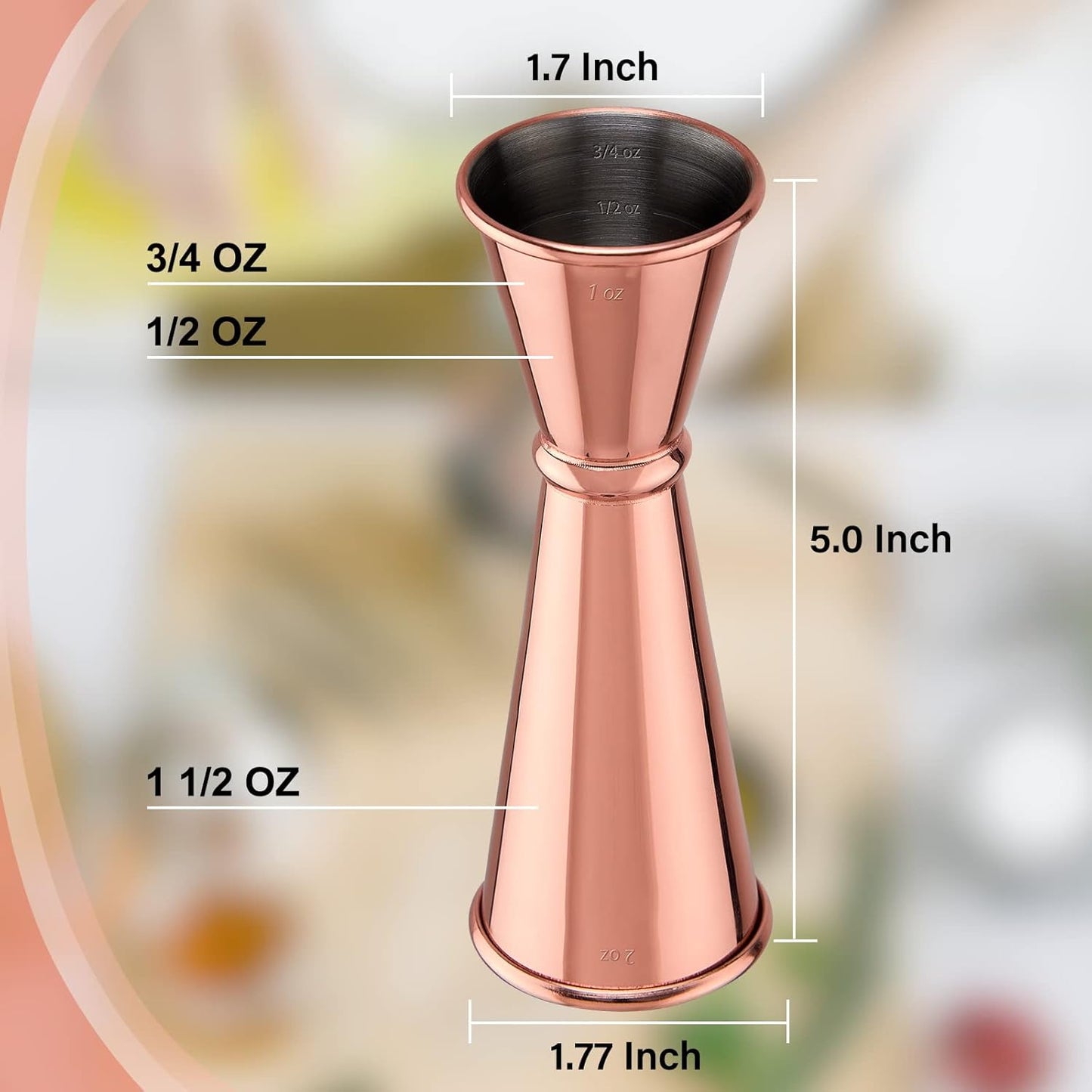 Briout Jigger for Bartending, Double Cocktail Jigger Japanese Premium 304 Stainless Steel Jigger 2 OZ 1 OZ with Measurements Inside