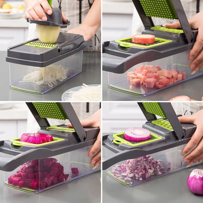 9 Blade All-in-1 Vegetable Chopper With Container, Mandoline Slicer Handheld For Kitchen, Dicing Blades, Coarse Cheese Grater, Grater, Wavy Slicer, Egg Separator, Hand Protector Perfect For Wowen.
