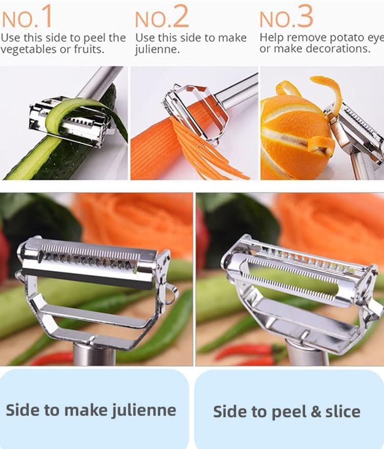 Vegetable Peeler, Julienne Peeler, Double-Sided Blade Fruit Peeler, Vegetable and Fruit Slicer, Potato Peelers, Y-Shaped Stainless Steel Peeler
