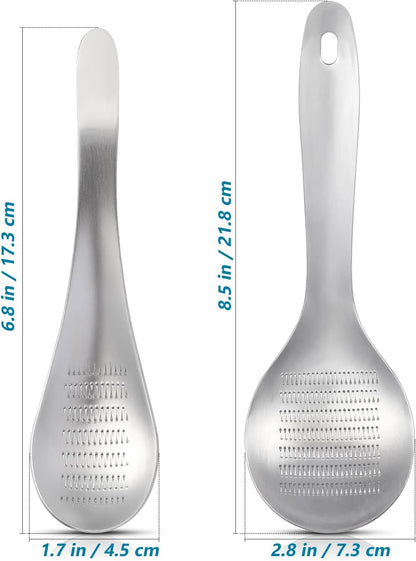 2pcs Stainless Steel Garlic Ginger Fruit Vegetable Grater Spoon Press Garlic Crusher Mincer Cutter Zester for Cheese Chocolate Baby Food Kitchen