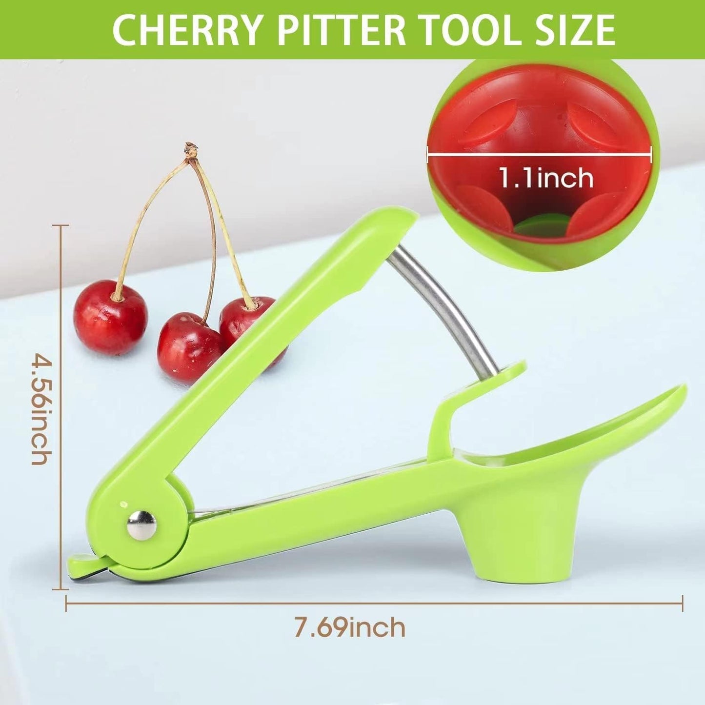 Cherry Pitter Tool, Heavy-Duty Stainless Steel Pitting Tool, Portable Cherries Corer Stoner Seed Tool with Lock Design, Fruit Pit Remover for Cherry Jam(Black)