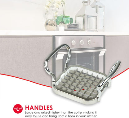 French Fry Cutter By Home Basics, French Fry Cutter Stainless Steel French Fry Slicer | With Easy Grip Handles,Silver