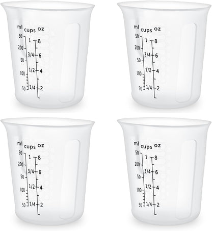 Silicone Measuring Cups Set 125ml + 250ml + 500ml for Cooking Reusable Baking Supplies Silicone Flexible Melting Measure Cup for Butter, Chocolate