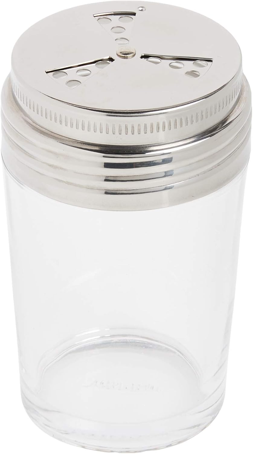 Norpro Shaker Cup Glass Adjustable Pizzeria Style Pepper/Salt/Cheese/Spice 5.25"