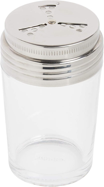 Norpro Shaker Cup Glass Adjustable Pizzeria Style Pepper/Salt/Cheese/Spice 5.25"