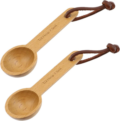 30ml Wood Measuring Spoon and Scoop Wooden Tablespoon 30ml Measuring Scoop 2 TBSP Retro Coffee Spoons for Dry Ingredients Ground Tea Spice (Wood Color, 2TBSP)