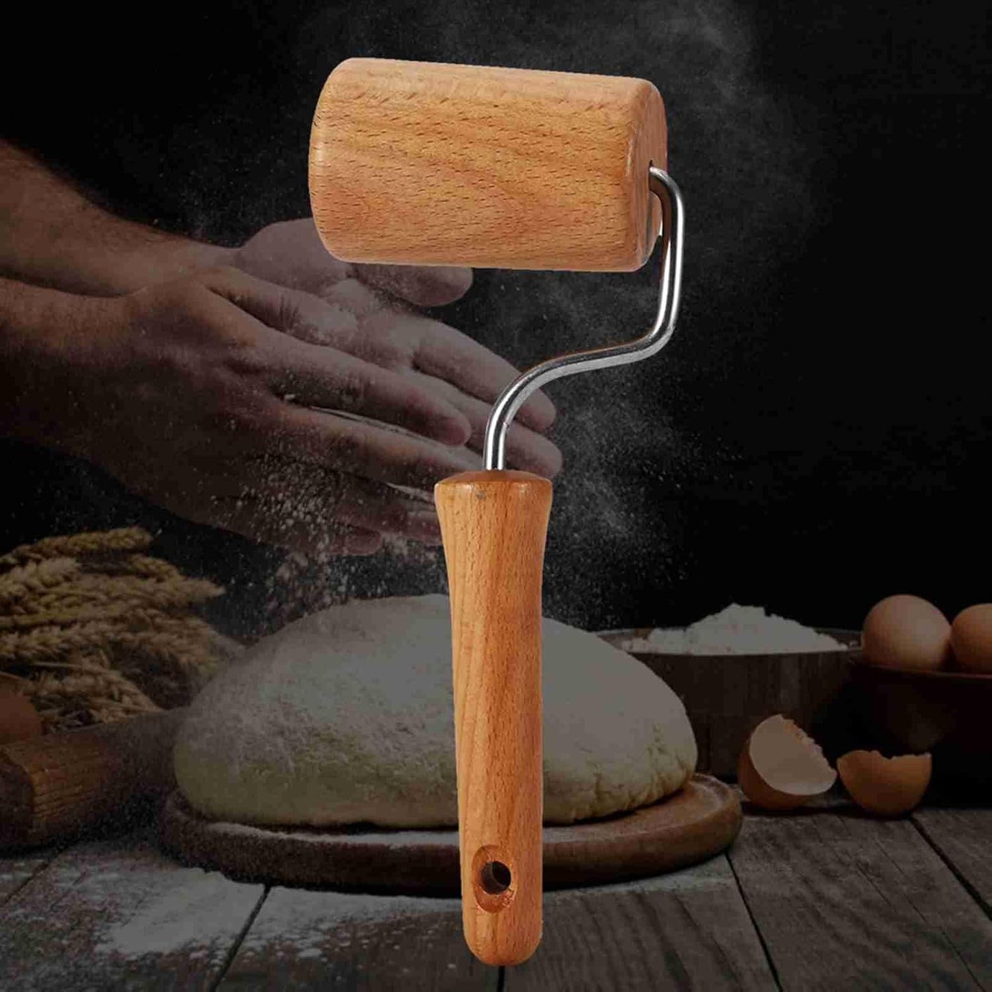 Small Rolling Pin, Pizza Dough Roller, Non Stick Wood Pastry Roller, Kitchen Wooden Rolling Pins for Baking Cooking Cookie Bread Tortilla Dumpling Fondant Clay (Style 2)
