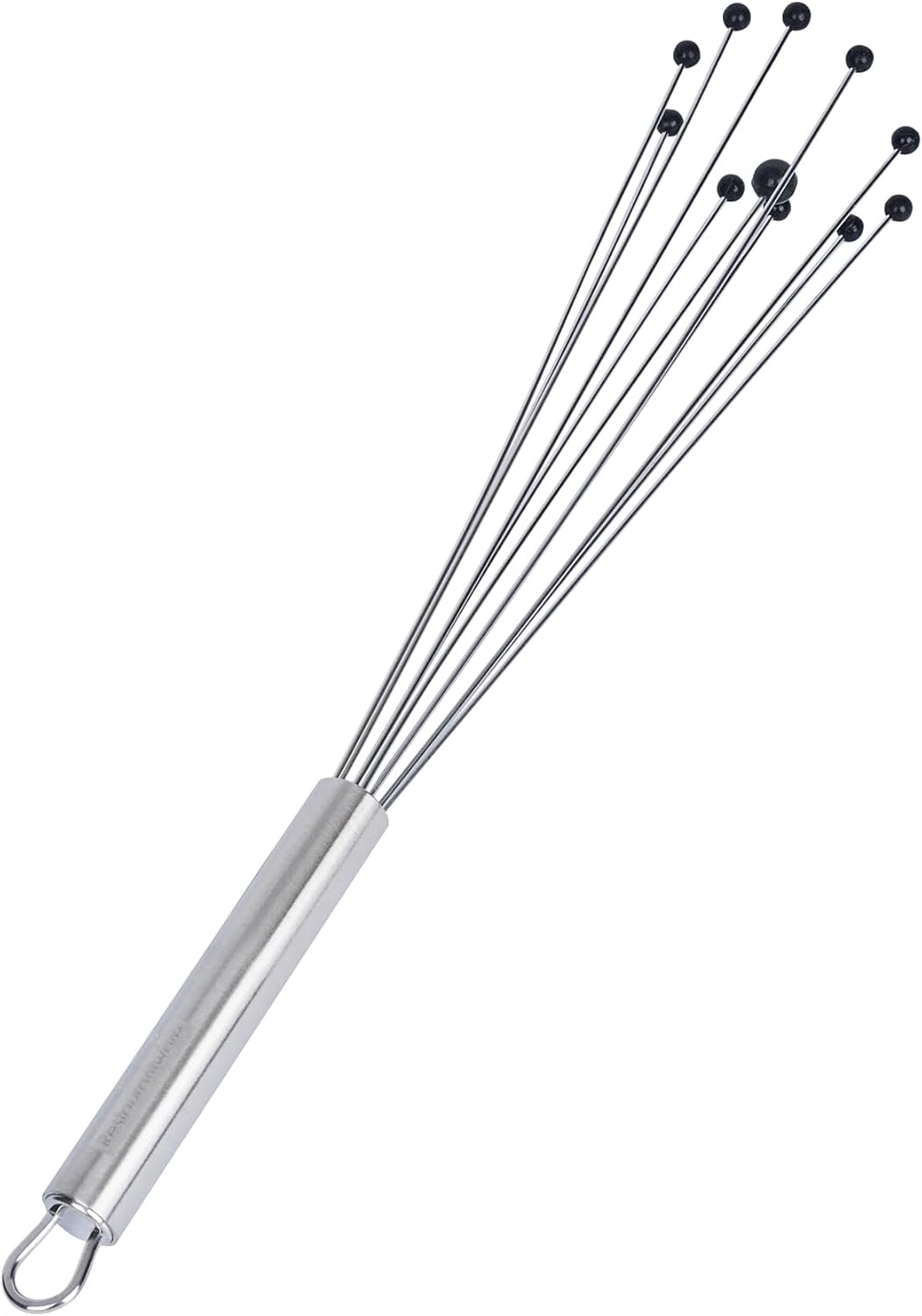 Restaurantware 10.5 in Stainless Steel Ball Whisk - German Standard Egg Beater with Ergonomic Handle, Dishwasher Safe - Manual Mixer Cooking Whisk for Baking, Stirring, Sauces, Beating