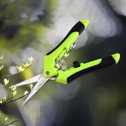 JEUIHAU 8 Pack 6.5 Inches Bud Trimming Scissors, Gardening Hand Pruning Shears with Straight Tip Stainless Steel Blades, Micro Tip Pruning Snips for Trimming Garden Herb Plant Flower, Green