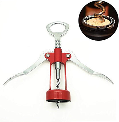 XMHF Italianism Wing Corkscrew Wine Opener, Rubber-touch Finish For Non-slip, Comfort Grip Red
