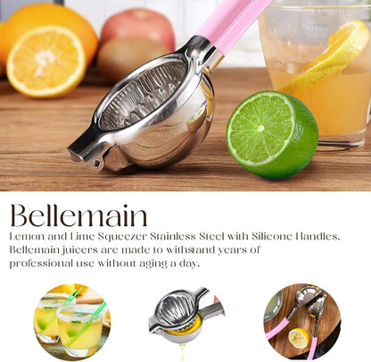 Bellemain Citrus Juicer | Metal Lemon Squeezer | Lime and Lemon Juicer Stainless Steel with Silicone Handles | Manual Juicer, Citrus Squeezer, Hand Held Juicer | Bar Juicer for Bartender (White)