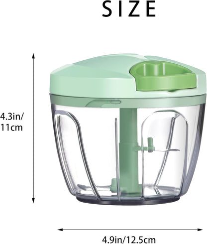 Ourokhome Manual Food Processor Vegetable Chopper, Portable Hand Pull String Garlic Mincer Onion Cutter for Veggies, Ginger, Fruits, Nuts, Herbs, etc., 500ml, Deep Blue