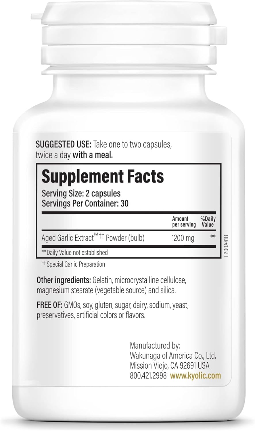 Kyolic Aged Garlic Extract Formula 200, Cardiovascular & Immune*, Reserve, 60 Capsules