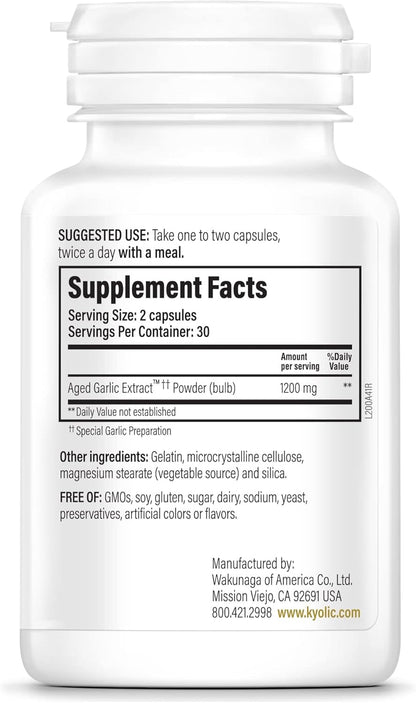 Kyolic Aged Garlic Extract Formula 200, Cardiovascular & Immune*, Reserve, 60 Capsules