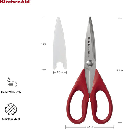 KitchenAid Multipurpose Shear Set, Versatile Scissors with Nutcracker, Bottle Opener, Ergonomic Handles with Protective Blade Covers, 2 Piece