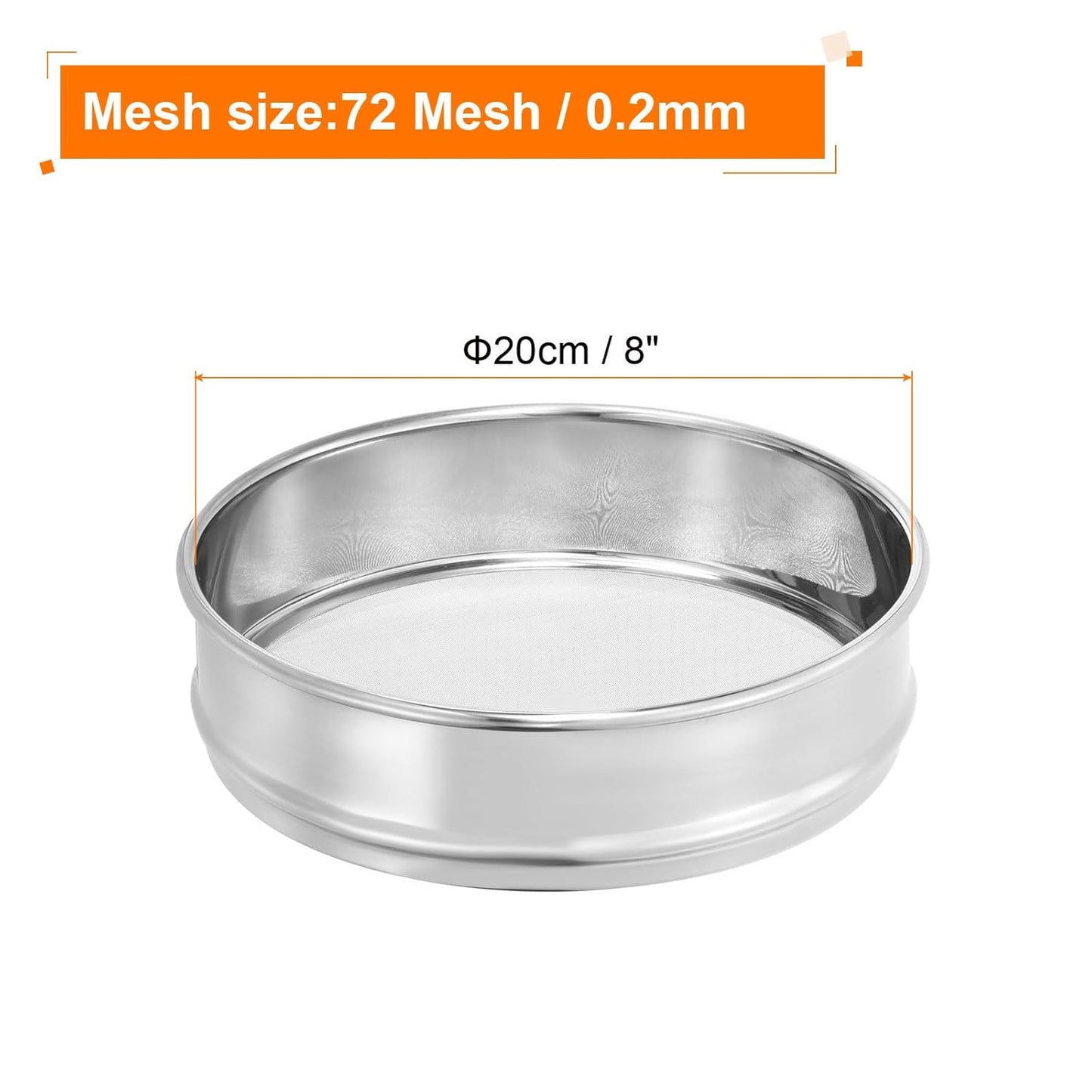 PATIKIL 40 Mesh Lab Sieve, 8" Diameter Test Sieve 304 Stainless Steel Wire Cloth (0.45mm) for Industrial Laboratory - Colors A