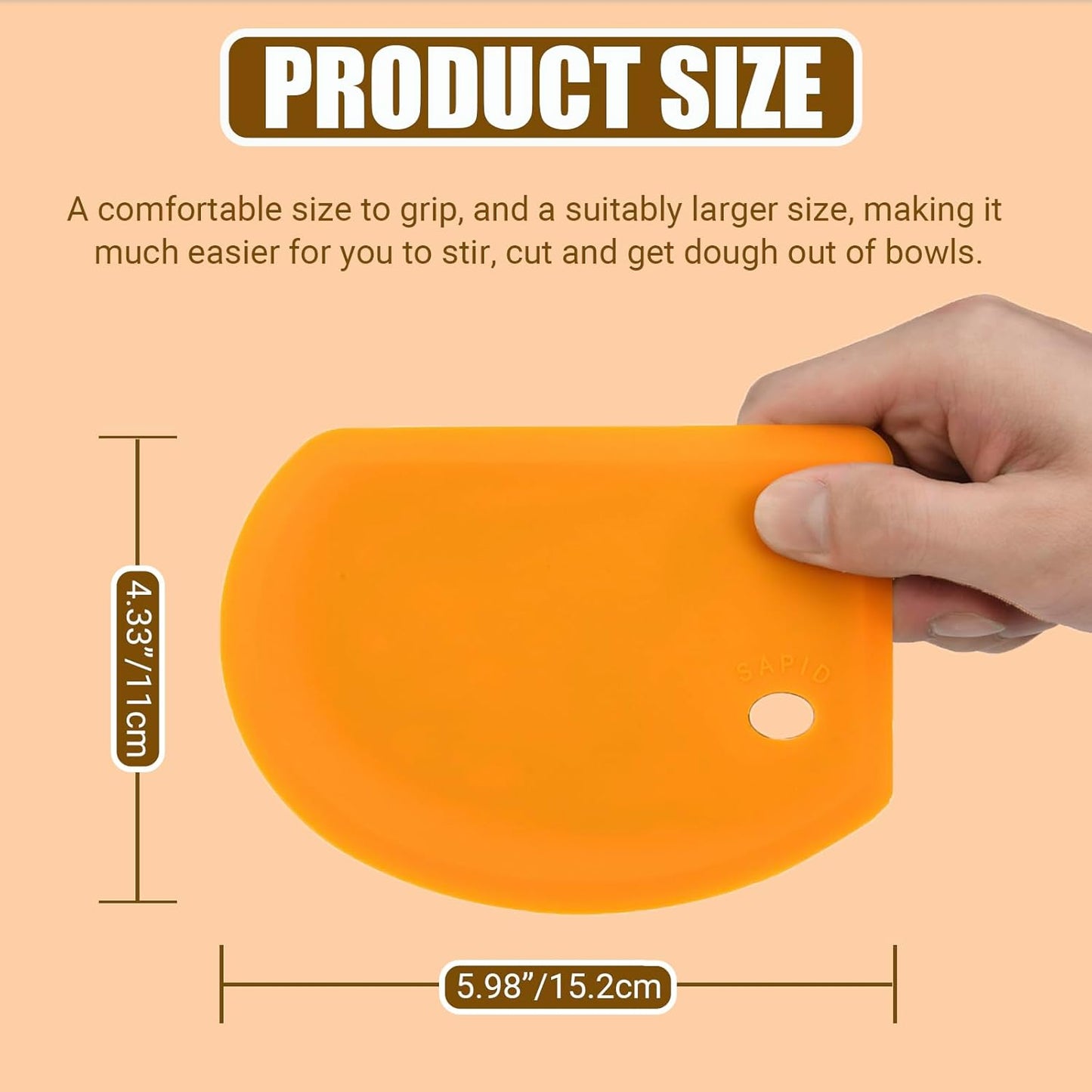 Silicone Dough Scraper with Stainless Steel Sheet, Curved Edge Flexible Bowl Scraper for Baking, Food Grade Silicone Bench Scraper for Sourdough Bread Proofing Basket, 5.98"×4.3", Mint Green, SAPID