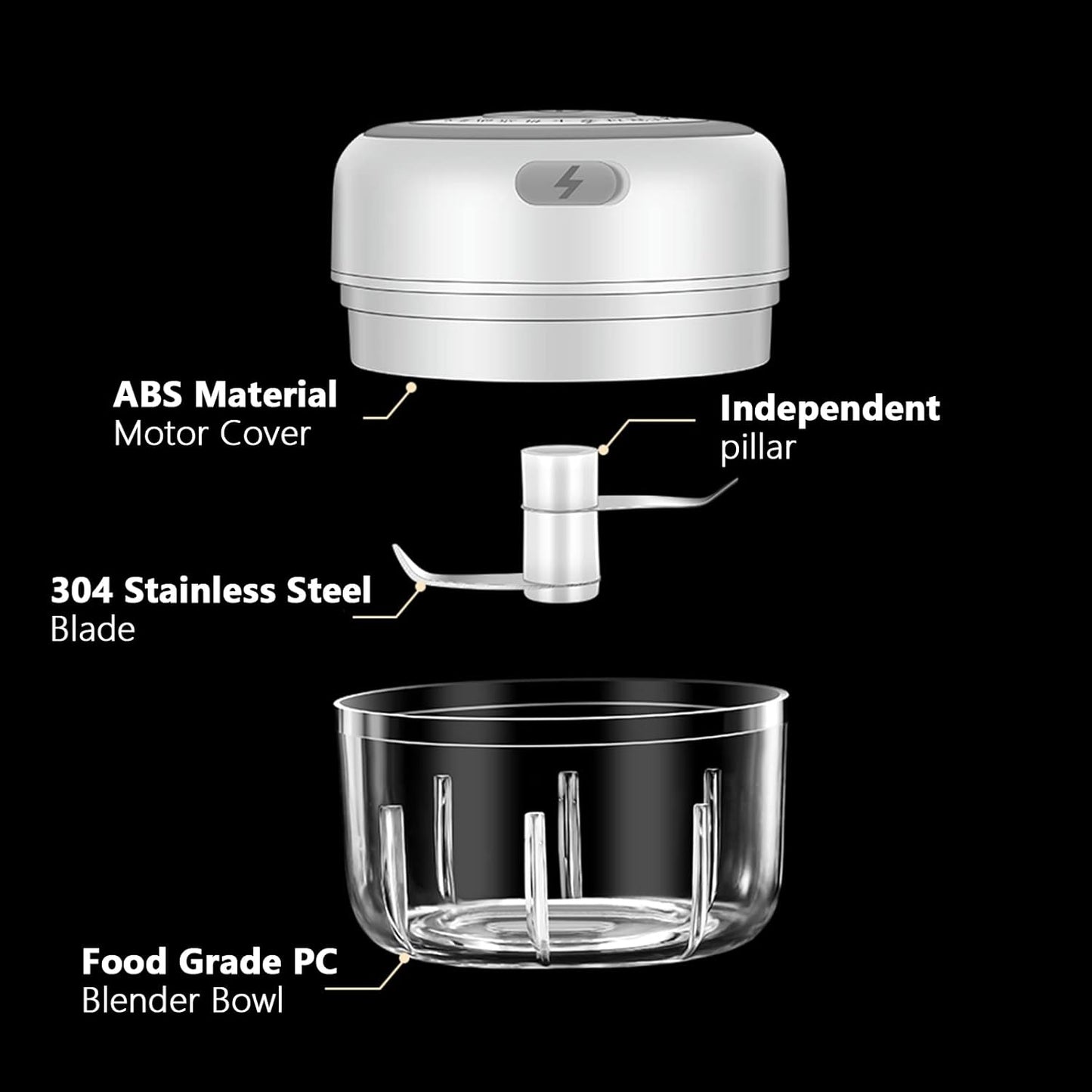 Electric Mini Garlic Chopper, 100ML Food Chopper Garlic Mincer USB, Portable Small Food Processor for Vegetables